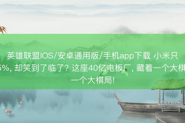 英雄联盟IOS/安卓通用版/手机app下载 小米只占5%, 却笑到了临了? 这座40亿电板厂, 藏着一个大棋局!