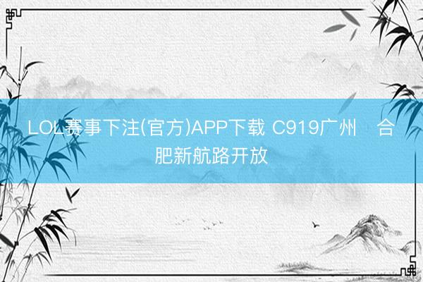 LOL赛事下注(官方)APP下载 C919广州⇌合肥新航路开放